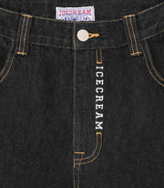 ICECREAM Embroidered double scoop denim pants black
