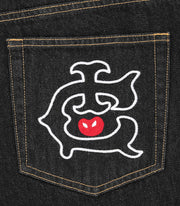 ICECREAM Embroidered double scoop denim pants black