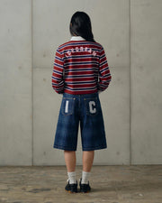 ICECREAM Popsicle rugby shirt burgundy stripe