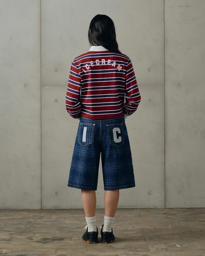 ICECREAM Popsicle rugby shirt burgundy stripe