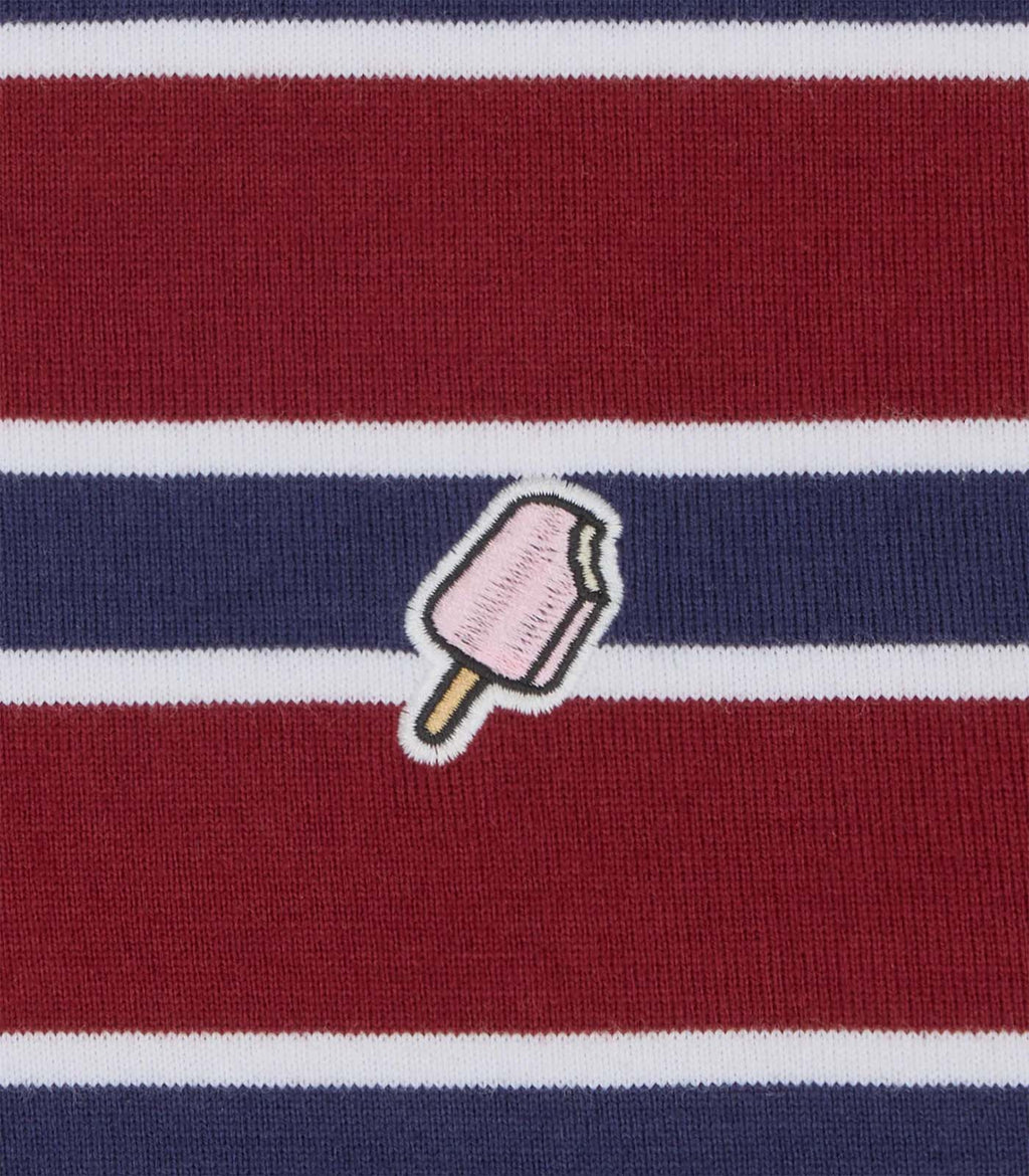 ICECREAM Popsicle rugby shirt burgundy stripe