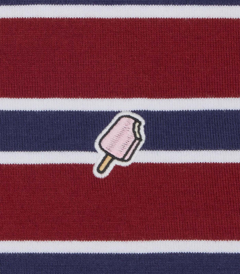 ICECREAM Popsicle rugby shirt burgundy stripe
