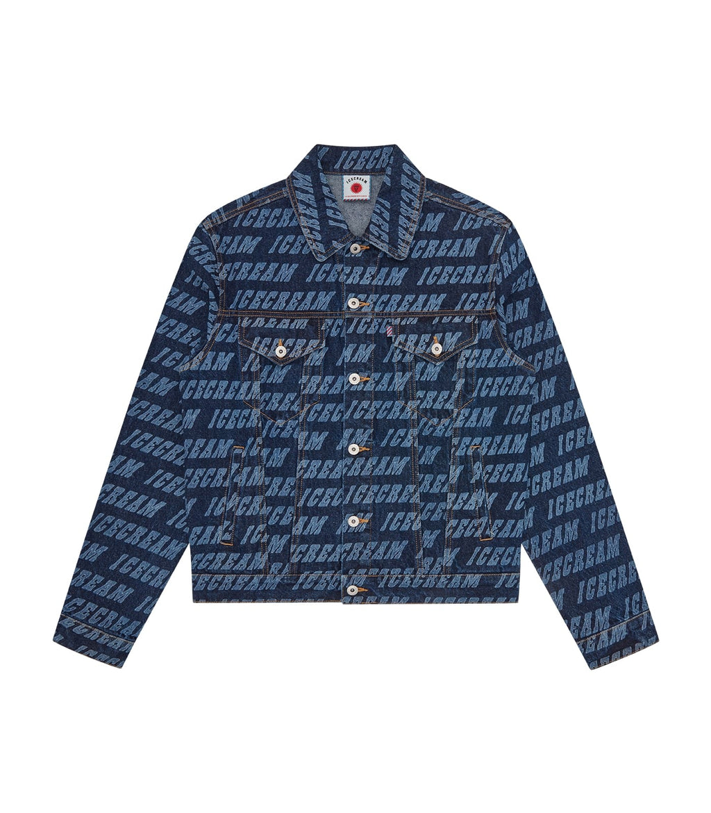 REPEAT LOGO DENIM TRUCKER JACKET