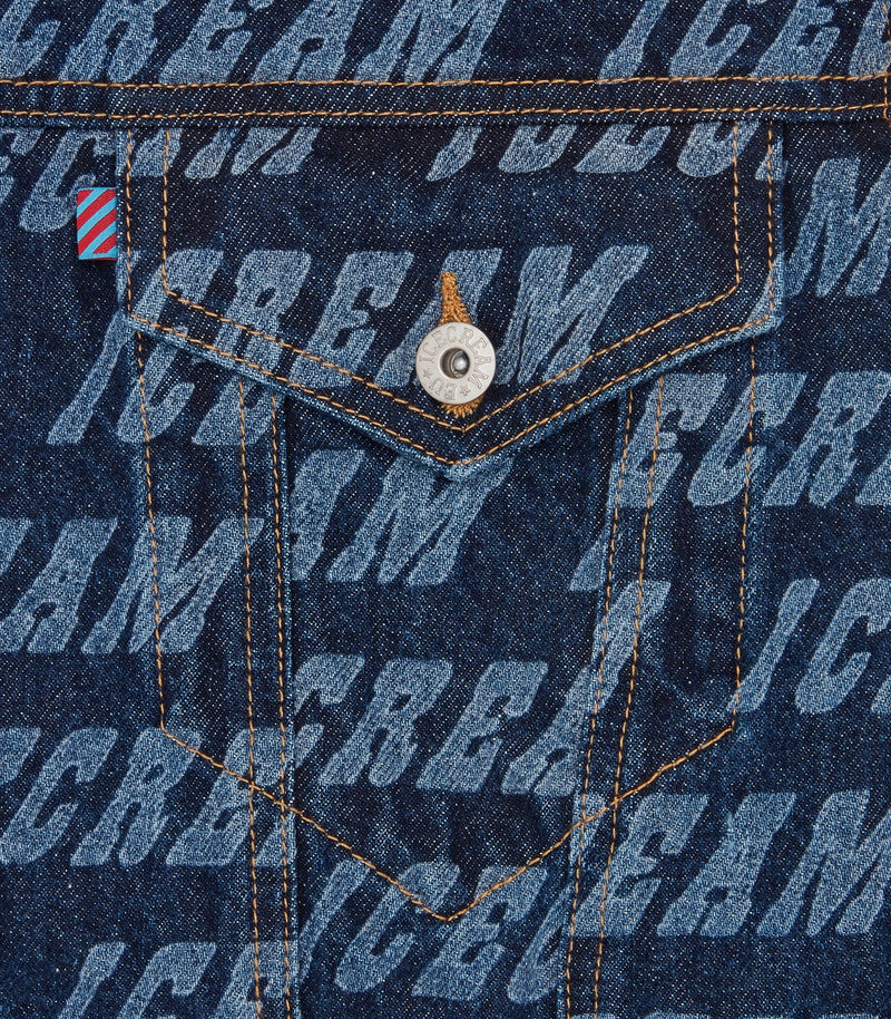 REPEAT LOGO DENIM TRUCKER JACKET