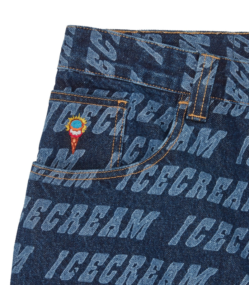 REPEAT LOGO DOUBLE SCOOP DENIM PANT