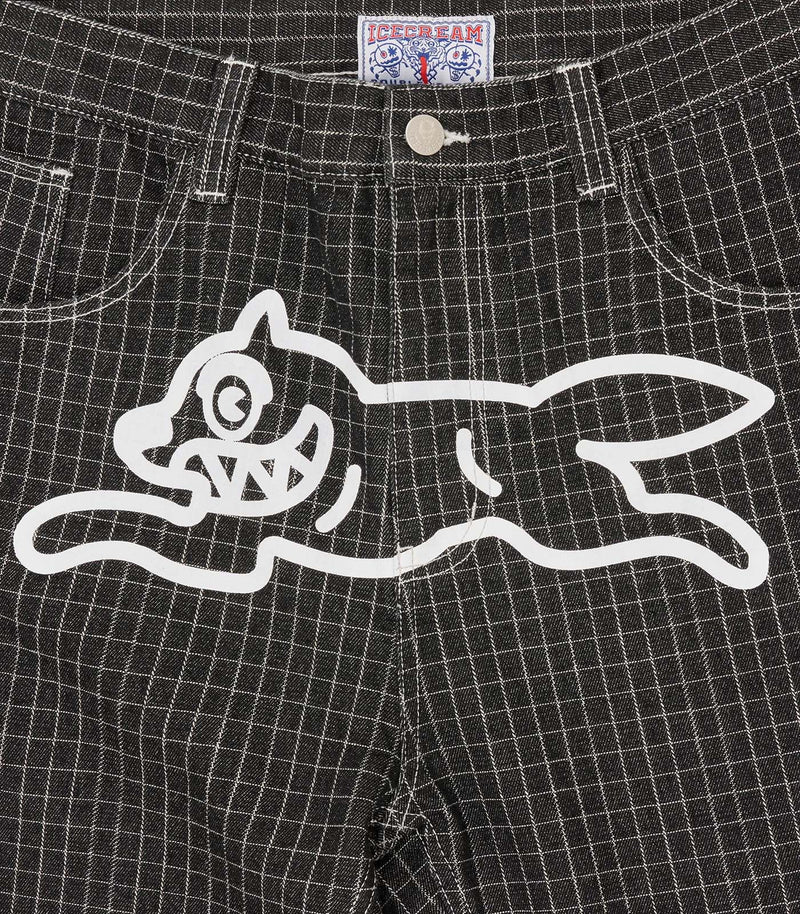 ICECREAM Ripstop running dog double scoop denim pants black