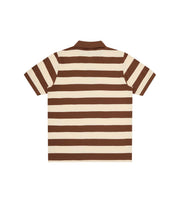 ICECREAM Running dog striped polo shirt brown ecru stripe