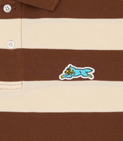 ICECREAM Running dog striped polo shirt brown ecru stripe