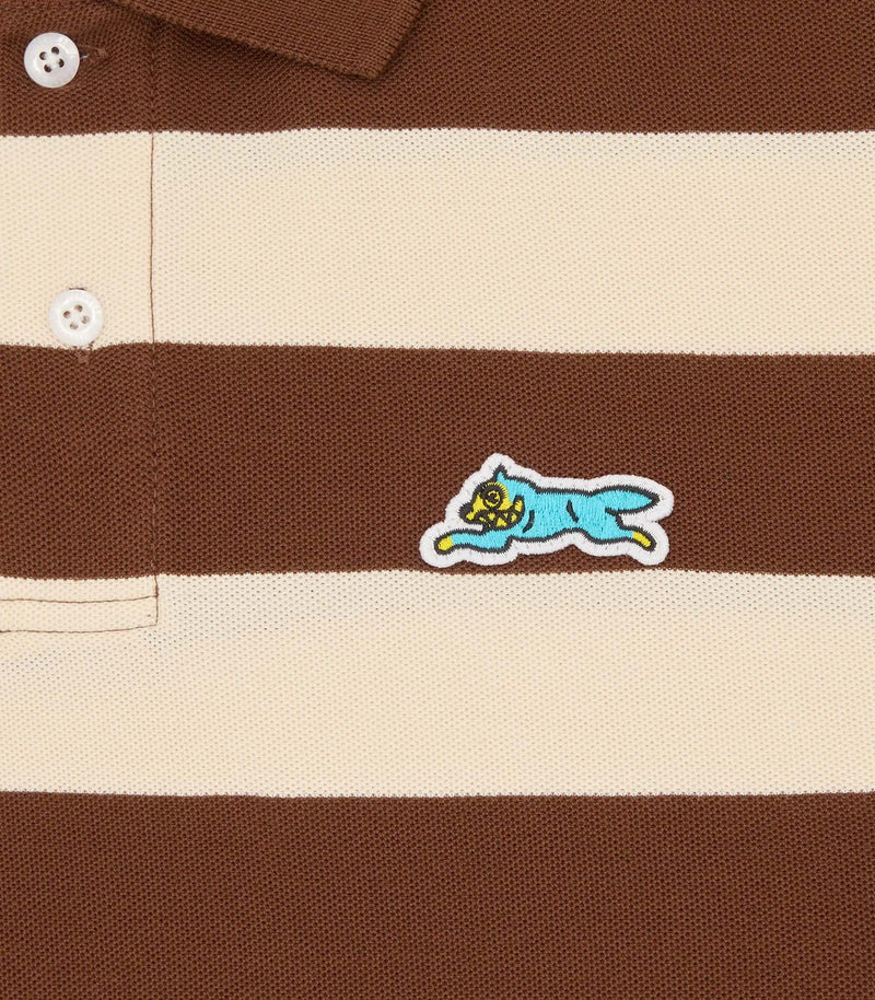 ICECREAM Running dog striped polo shirt brown ecru stripe