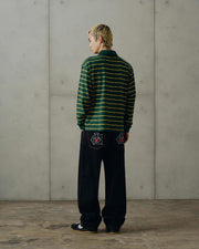ICECREAM Running dog striped rugby shirt green