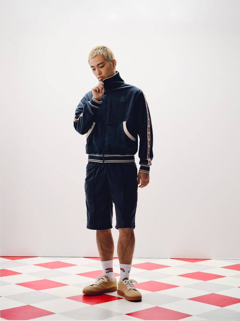 RUNNING DOG TAPED VELOUR TRACK SHORTS