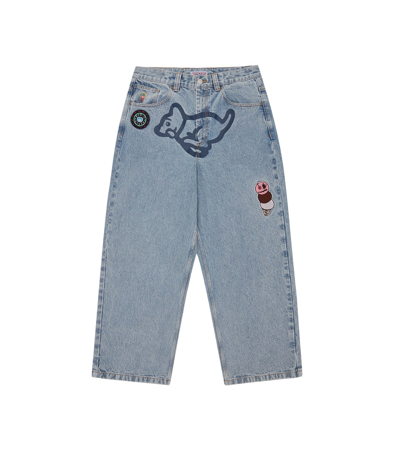 RUNNING PUPPY PATCH TRIPLE SCOOP DENIM PANT
