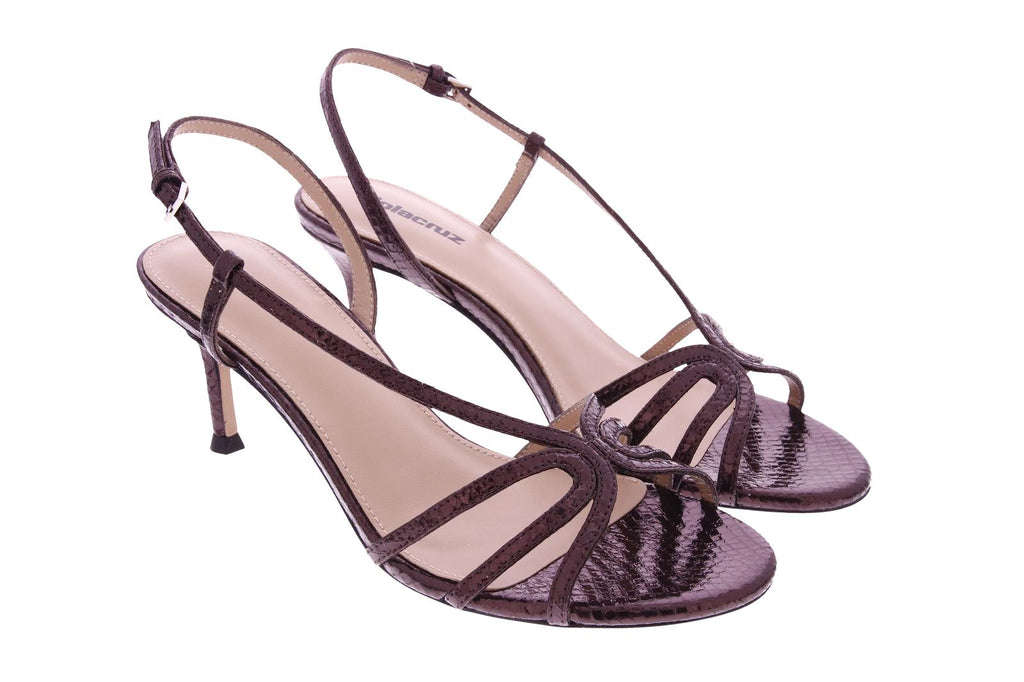 LOLA CRUZ Sandals dark brown metallic leather - Shop at Monar Antwerp