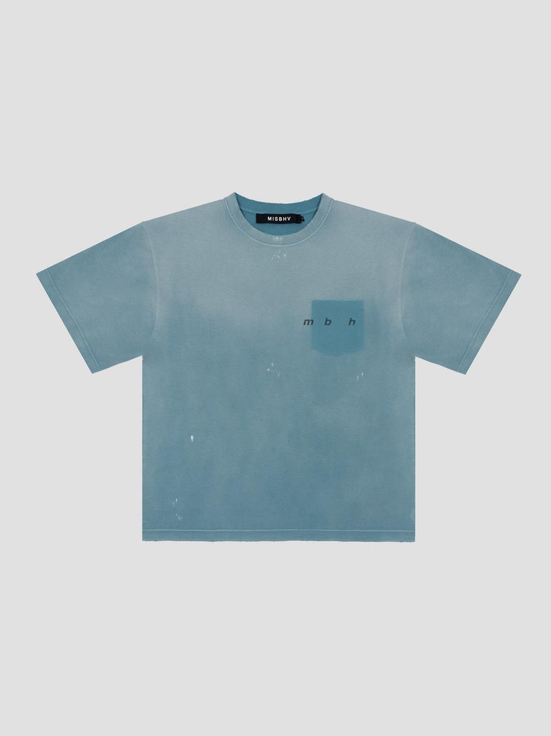 MISBHV Hand writing teal t-shirt
