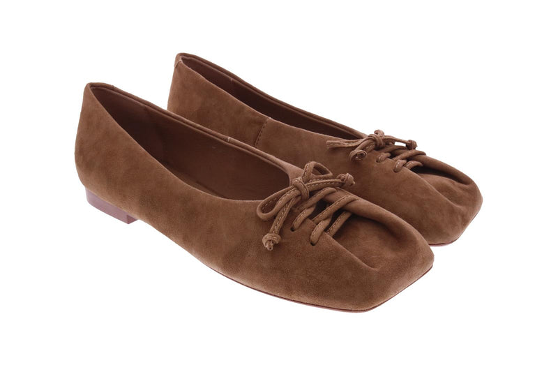 OA Non-fashion Butter lace up ballerinas tan brown