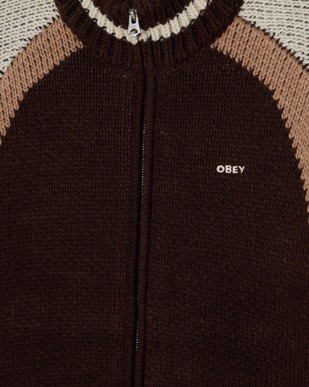 OBEY Aven zip up sweater brown multi