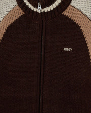 OBEY Aven zip up sweater brown multi