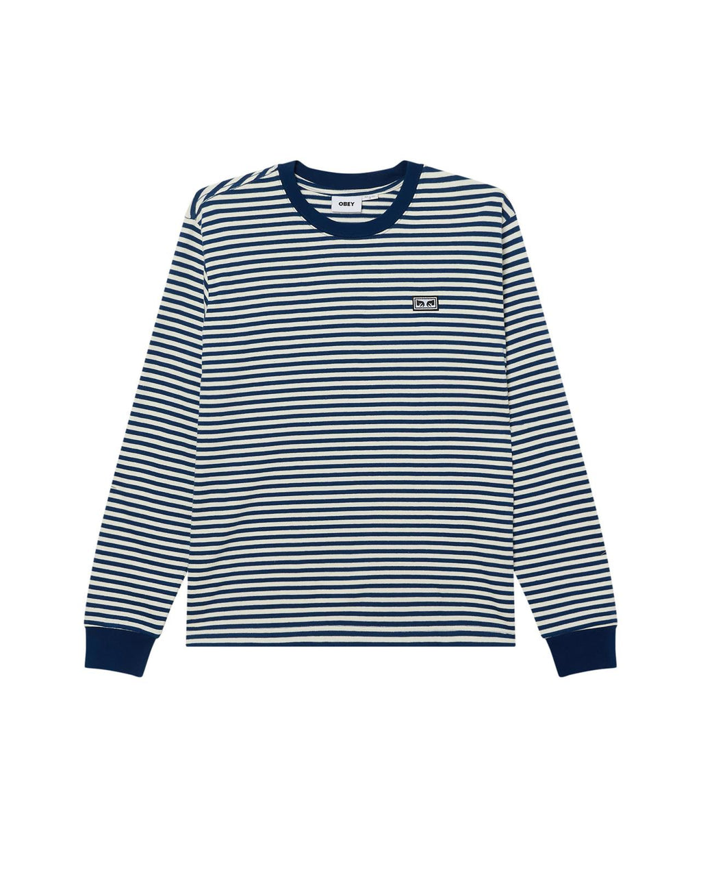 OBEY Established works eyes stripe longsleeve t-shirt navy peony multi