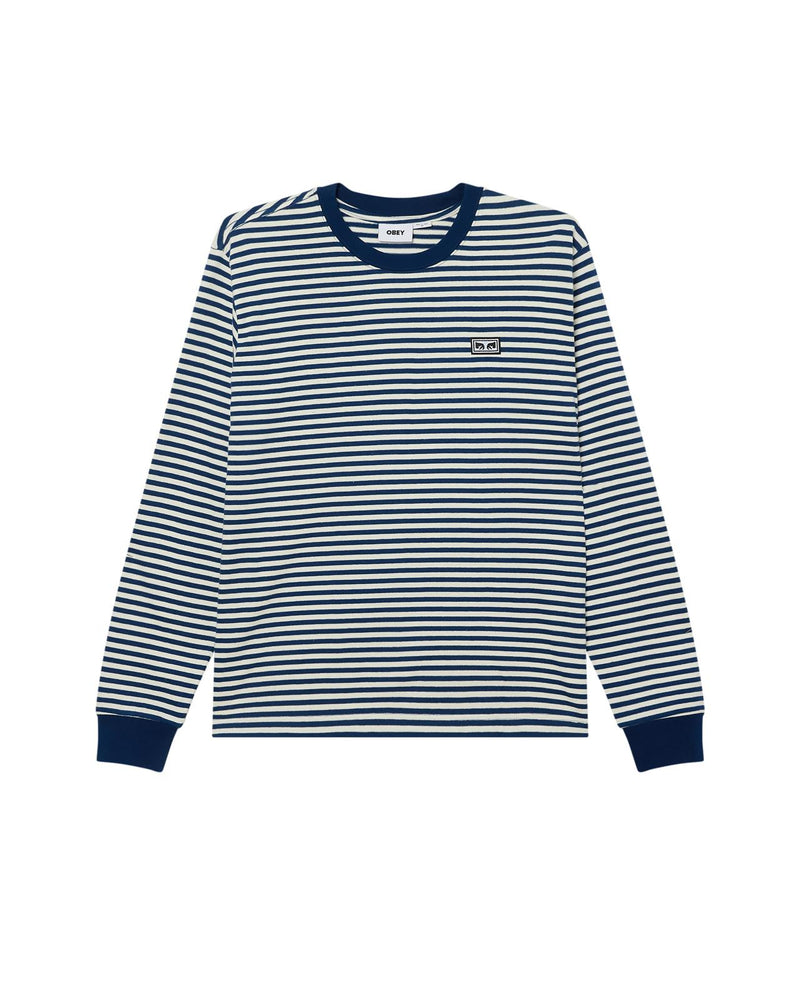 OBEY Established works eyes stripe longsleeve t-shirt navy peony multi