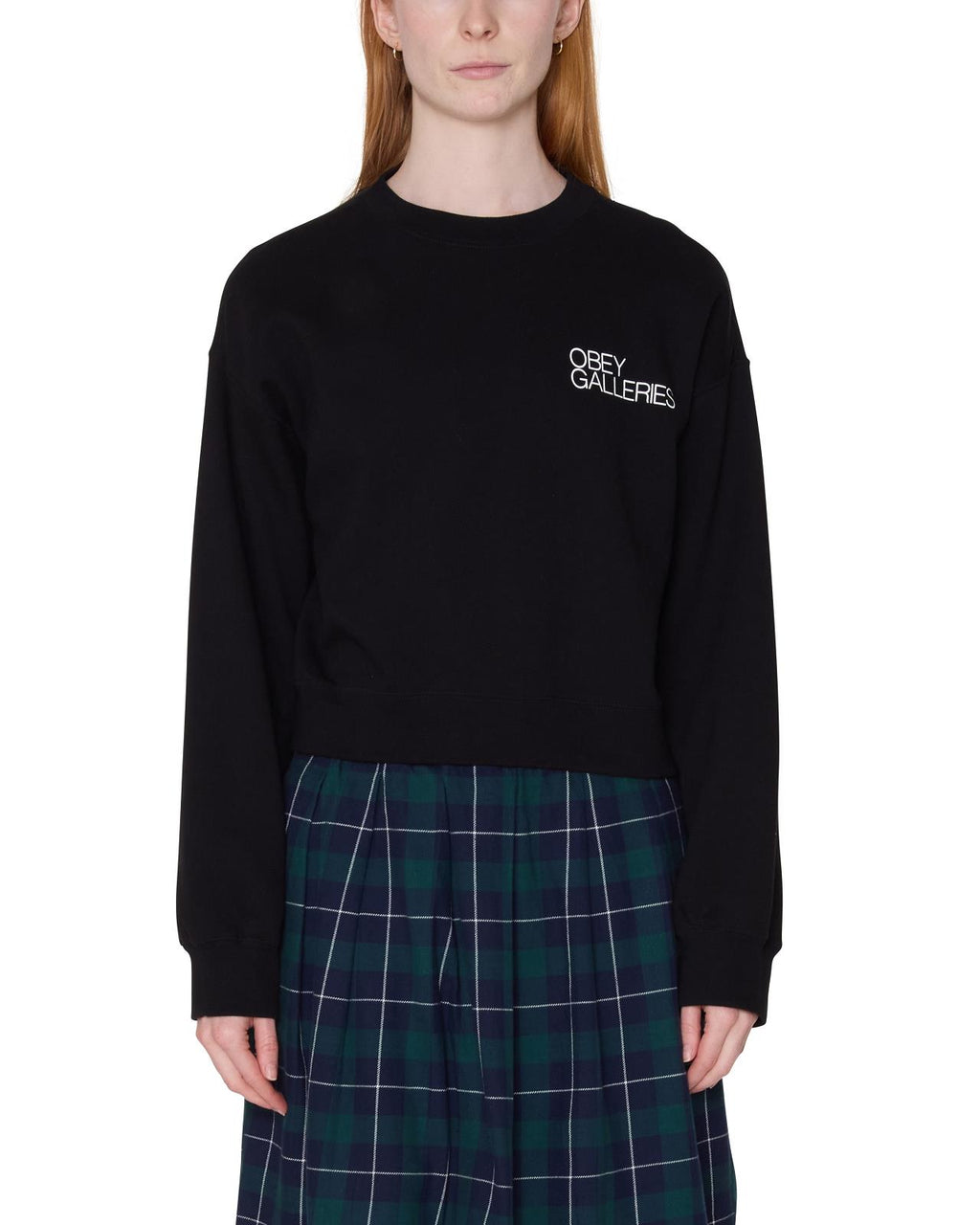OBEY Galleries cropped crewneck sweater black