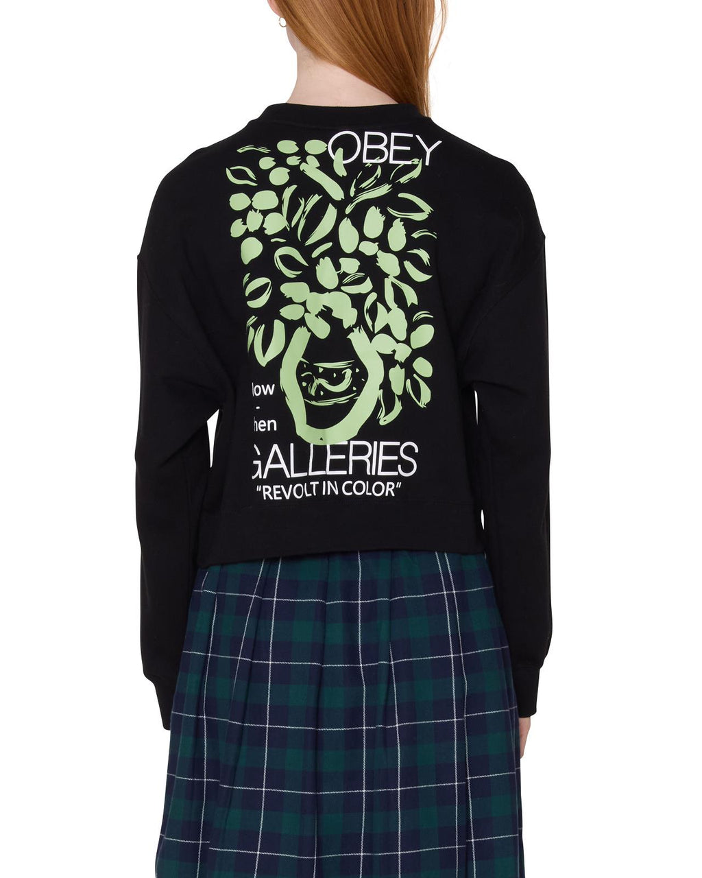 OBEY Galleries cropped crewneck sweater black