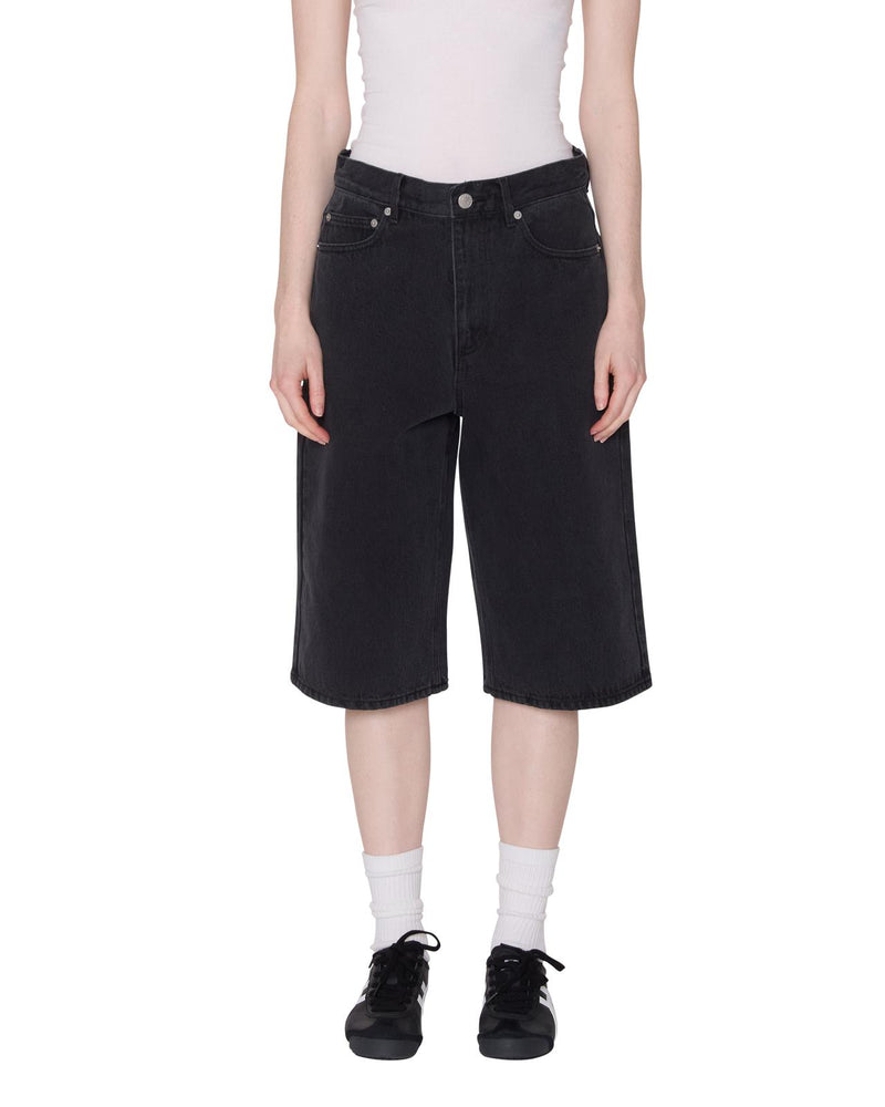 OBEY Karina long denim shorts washed black
