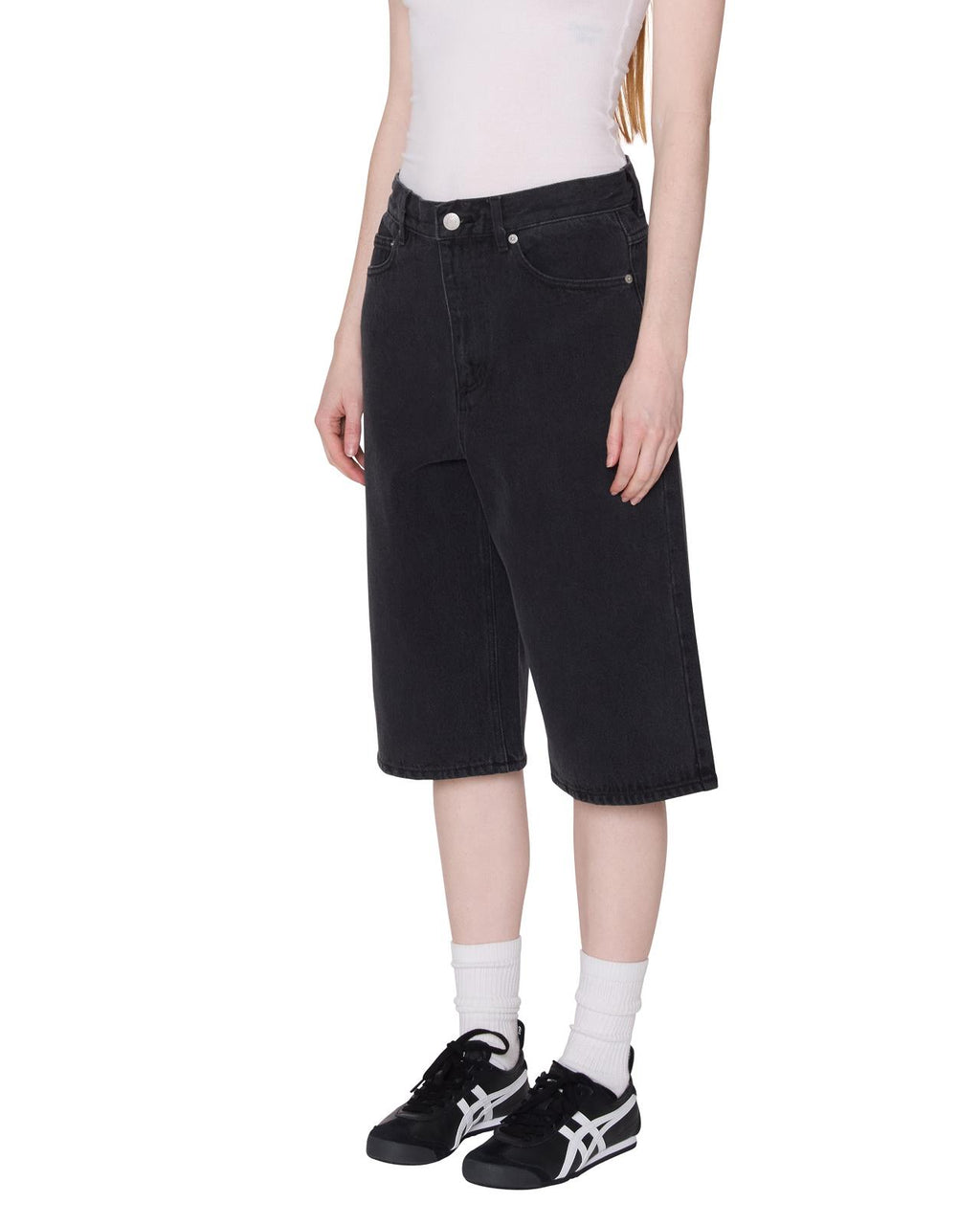 OBEY Karina long denim shorts washed black