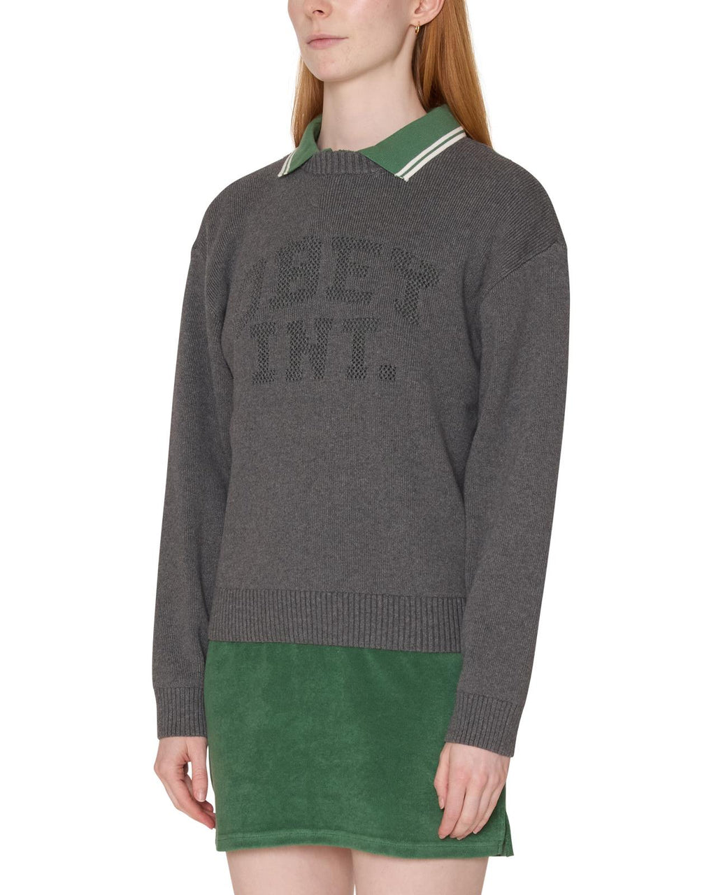 OBEY League crew sweater heather grey