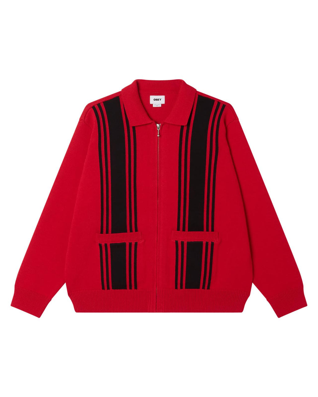 OBEY Matt zip up sweater red multi