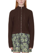 OBEY Meredith mock zip sweater chocolate brown