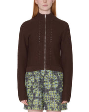 OBEY Meredith mock zip sweater chocolate brown