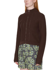 OBEY Meredith mock zip sweater chocolate brown
