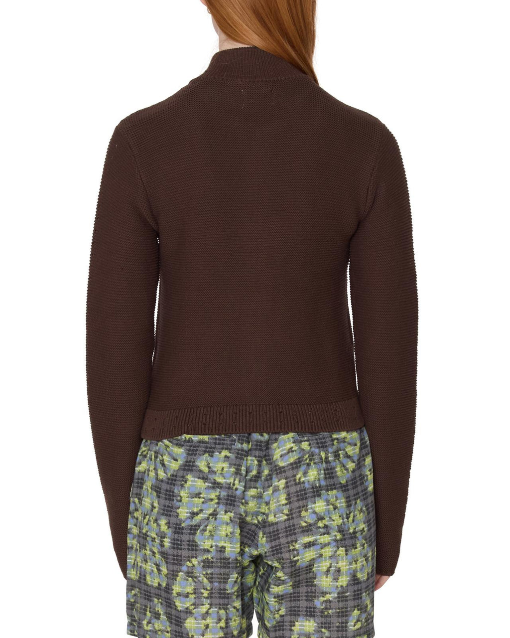 OBEY Meredith mock zip sweater chocolate brown