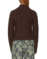 OBEY Meredith mock zip sweater chocolate brown