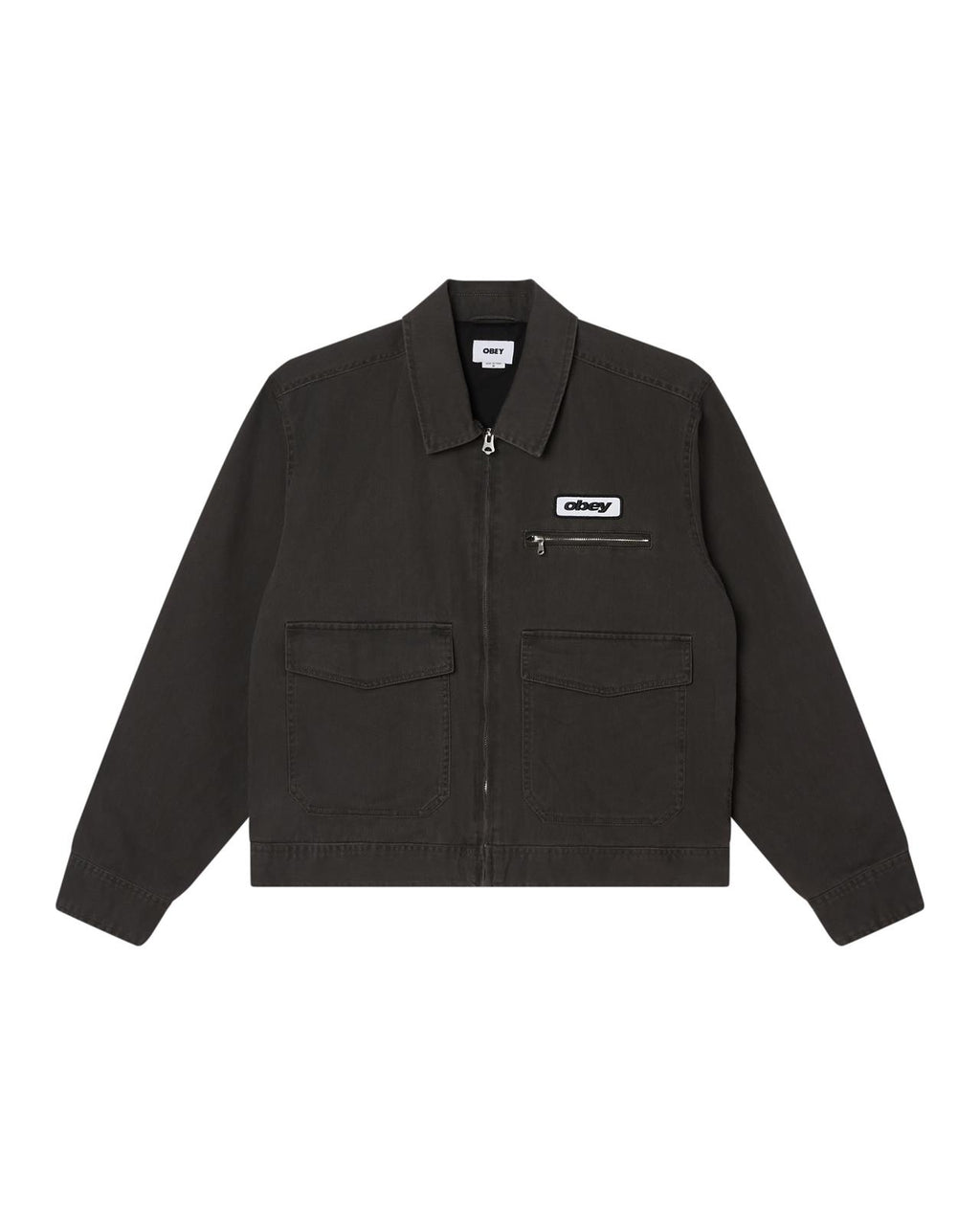 OBEY Walter work jacket black faded wash