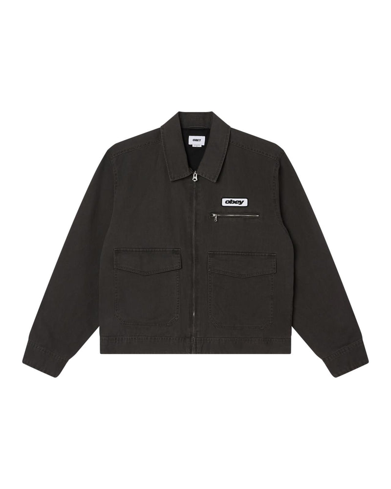 OBEY Walter work jacket black faded wash