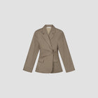 OLAF HUSSEIN Asymmetric linen blazer taupe