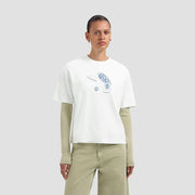 OLAF HUSSEIN Broken plate tee optical white