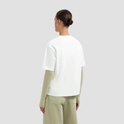 OLAF HUSSEIN Broken plate tee optical white
