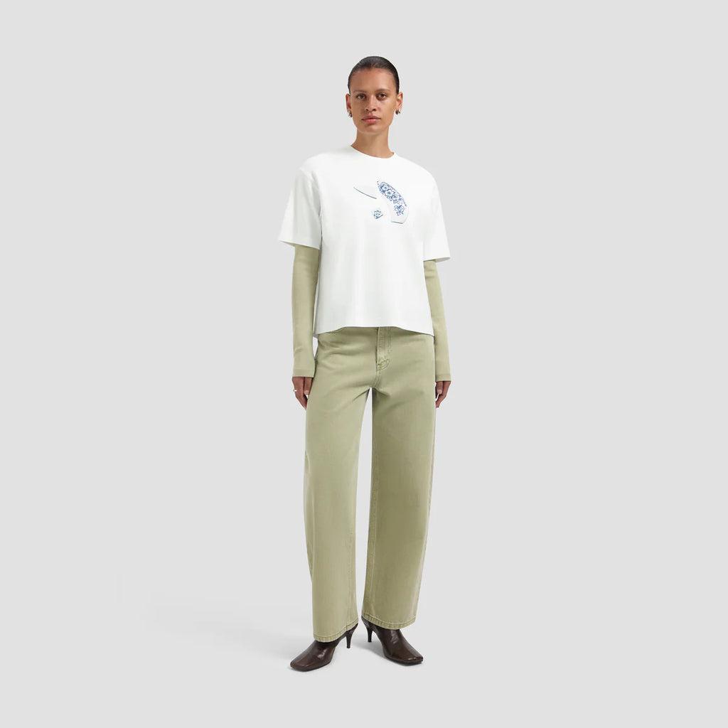 OLAF HUSSEIN Broken plate tee optical white