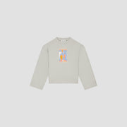 OLAF HUSSEIN Brushstroke graphic crewneck sweater cement beige