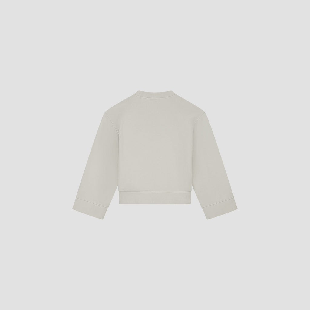 OLAF HUSSEIN Brushstroke graphic crewneck sweater cement beige