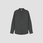 OLAF HUSSEIN Checked seersucker ls shirt black