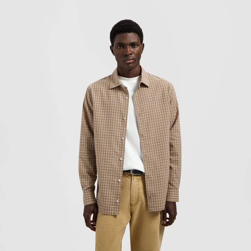 CHECKED SEERSUCKER LS SHIRT