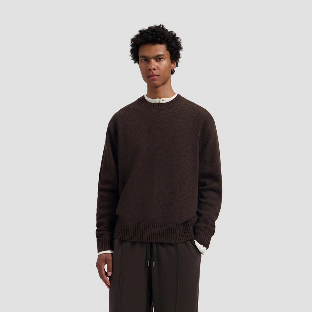 OLAF HUSSEIN Essential knitted crewneck chocolate plum