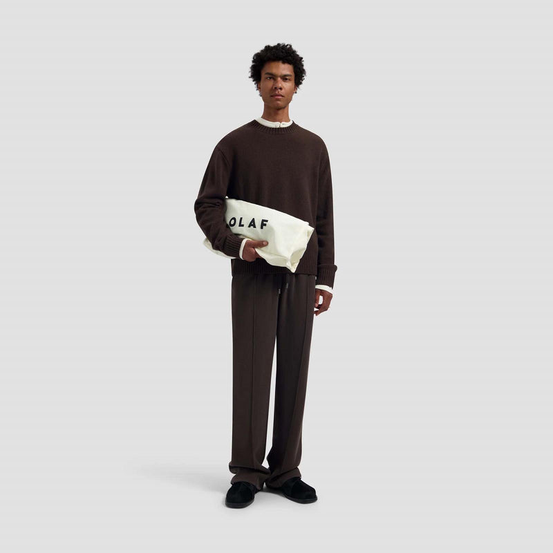 OLAF HUSSEIN Essential knitted crewneck chocolate plum