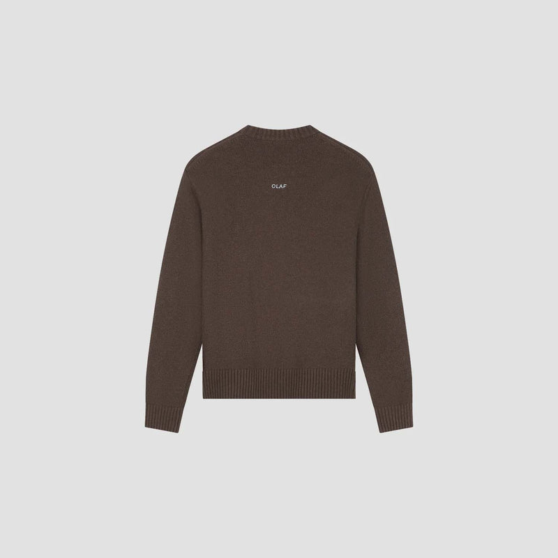 OLAF HUSSEIN Essential knitted crewneck chocolate plum