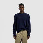OLAF HUSSEIN Essential knitted crewneck navy blue