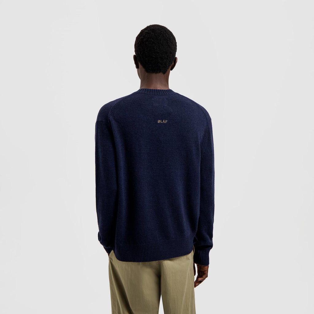 OLAF HUSSEIN Essential knitted crewneck navy blue