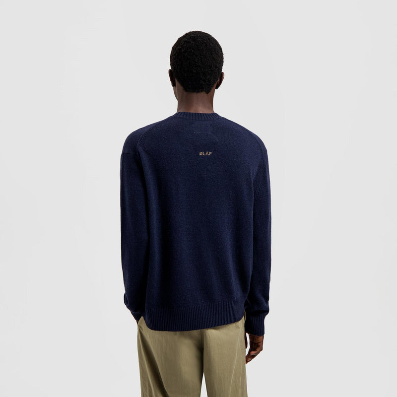 OLAF HUSSEIN Essential knitted crewneck navy blue